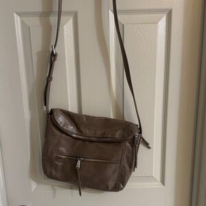 Grey Leather HOBO Crossbody Bag